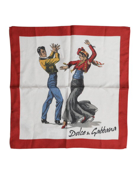 Dolce & Gabbana White Printed Silk Square Men Foulard Scarf Dolce & Gabbana White Printed Silk Square Men Foulard Scarf