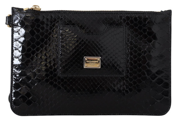 Dolce & Gabbana Black Leather Coin Purse Wristlet Mirror Agnese Wallet vas12501 Dolce & Gabbana Black Leather Coin Purse Wristlet Mirror Agnese Wallet vas12501