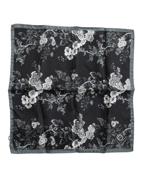 Dolce & Gabbana Black Floral Print Silk Square Foulard Scarf Dolce & Gabbana Black Floral Print Silk Square Foulard Scarf