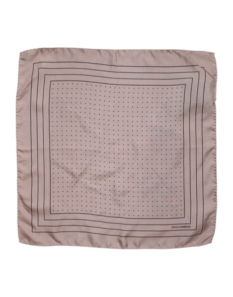 Dolce & Gabbana Beige Dotted Silk Square Men Foulard Scarf MS7326 Dolce & Gabbana Beige Dotted Silk Square Men Foulard Scarf MS7326