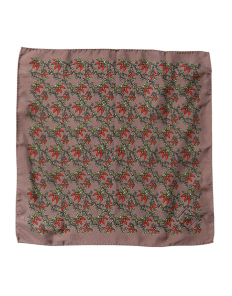 Dolce & Gabbana Brown Chilis Silk Square Men Foulard Scarf Dolce & Gabbana Brown Chilis Silk Square Men Foulard Scarf