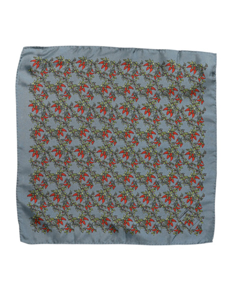Dolce & Gabbana Gray Chilis Silk Square Men Foulard Scarf MS7340 Dolce & Gabbana Gray Chilis Silk Square Men Foulard Scarf MS7340