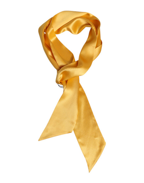 Yellow Satin Silk Skinny Foulard Wrap Scarf Yellow Satin Silk Skinny Foulard Wrap Scarf