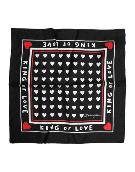 Dolce & Gabbana Black Printed Silk Square Men Foulard Scarf Dolce & Gabbana Black Printed Silk Square Men Foulard Scarf