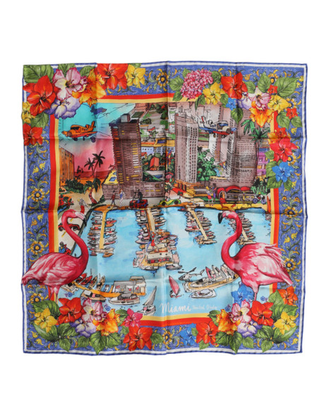 Multicolor Graphic Print Square Foulard Scarf Multicolor Graphic Print Square Foulard Scarf