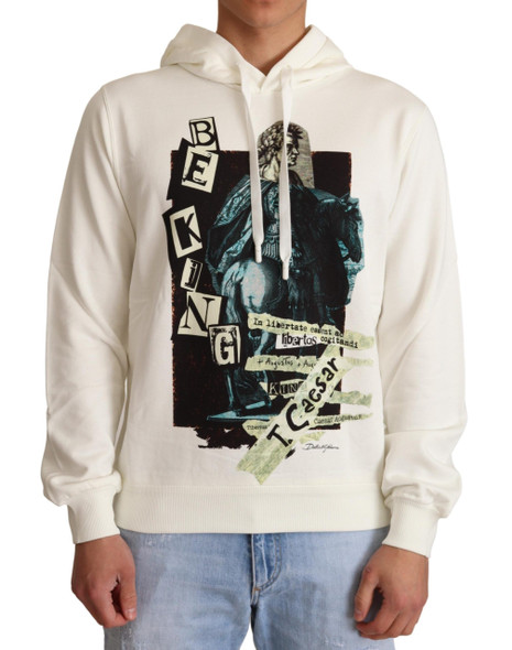 Dolce & Gabbana White King Ceasar Cotton Hooded Sweater Dolce & Gabbana White King Ceasar Cotton Hooded Sweater