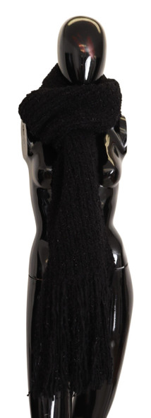 Black Virgin Wool Knitted Wrap Shawl Scarf Black Virgin Wool Knitted Wrap Shawl Scarf