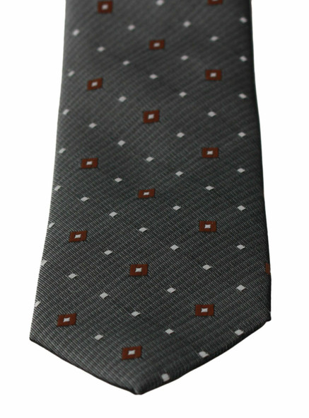 Dolce & Gabbana Gray Patterned Classic Mens Slim Necktie Dolce & Gabbana Gray Patterned Classic Mens Slim Necktie