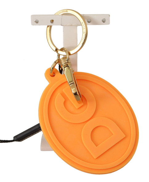 Dolce & Gabbana Orange Rubber DG Logo Gold Brass Metal Keychain Dolce & Gabbana Orange Rubber DG Logo Gold Brass Metal Keychain