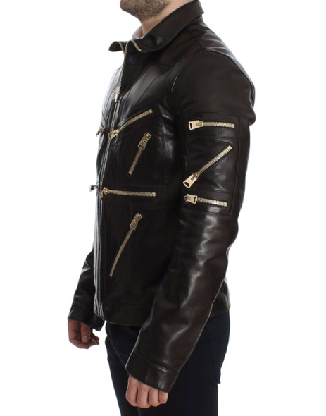 Dolce & Gabbana Brown Lambskin Leather Zipper Jacket Dolce & Gabbana Brown Lambskin Leather Zipper Jacket