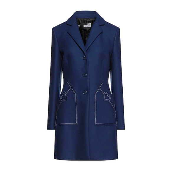 Love Moschino Blue Wool Women Coat Love Moschino Blue Wool Women Coat