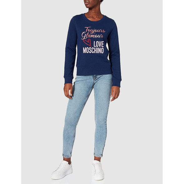 Love Moschino Blue Cotton Women Sweater Love Moschino Blue Cotton Women Sweater