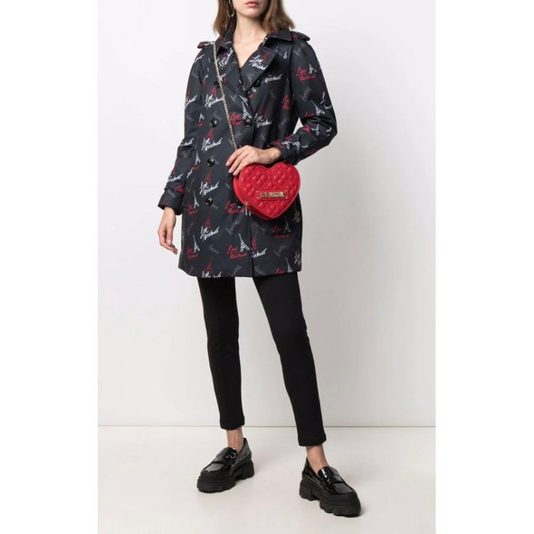 Love Moschino Black Polyester Women Coat Love Moschino Black Polyester Women Coat