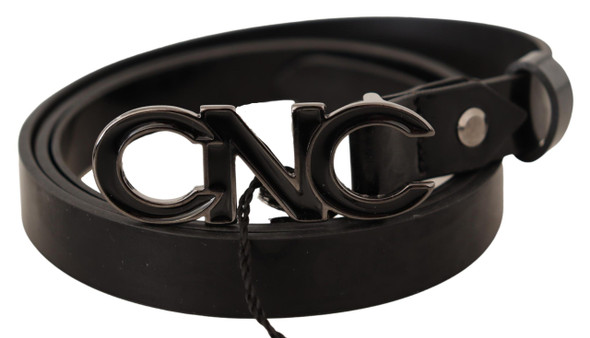 Costume National Black Leather Letter Logo Buckle Belt Costume National Black Leather Letter Logo Buckle Belt