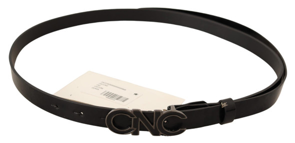 Costume National Black Leather Letter Logo Buckle Belt Costume National Black Leather Letter Logo Buckle Belt