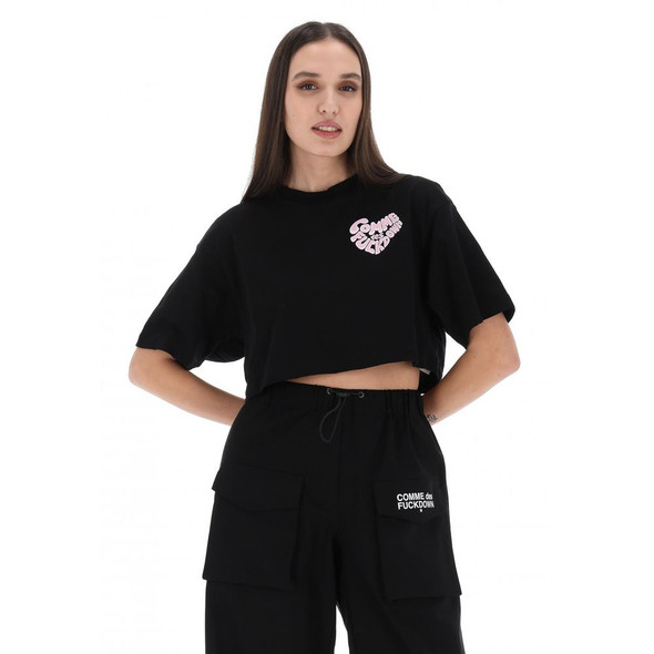 Comme Des Fuckdown Black Cotton Women T-Shirt CO-15648 Comme Des Fuckdown Black Cotton Women T-Shirt CO-15648