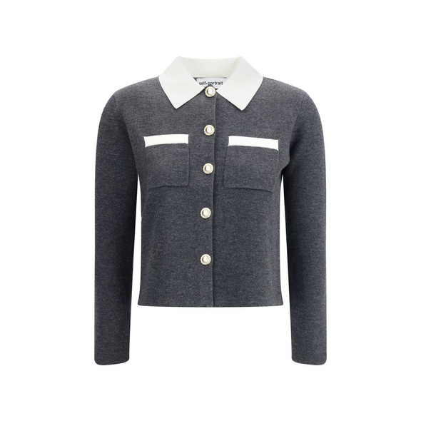 Self-Portrait Contrast collar Cardigan Self-Portrait Contrast collar Cardigan