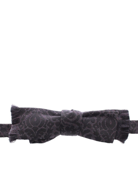 Gray Black Wool Silk Bow Tie Gray Black Wool Silk Bow Tie