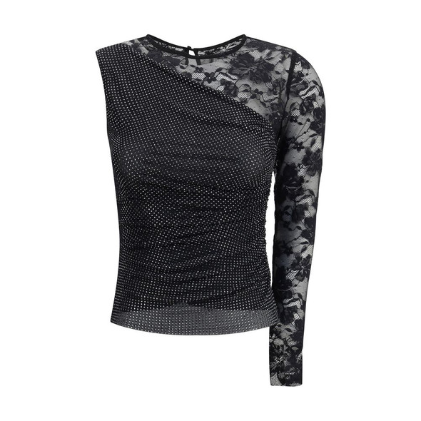 One-shoulder lace and rhinestone Top One-shoulder lace and rhinestone Top