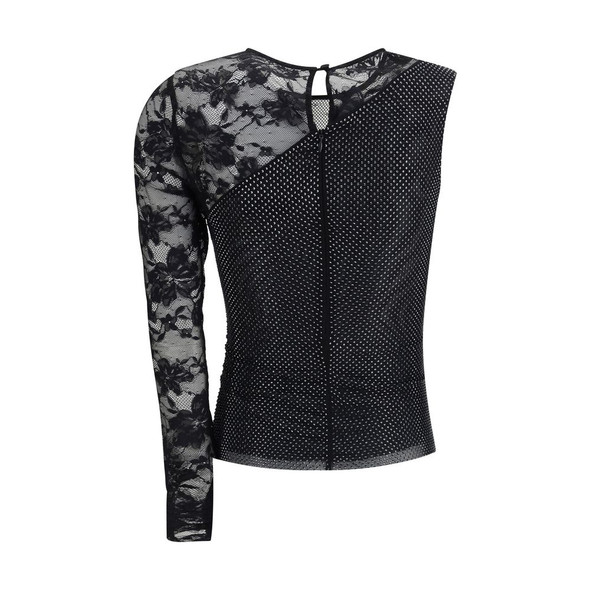 One-shoulder lace and rhinestone Top One-shoulder lace and rhinestone Top