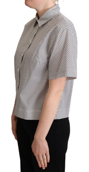 Dolce & Gabbana Black Polka Dot Collared Shirt White Dolce & Gabbana Black Polka Dot Collared Shirt White