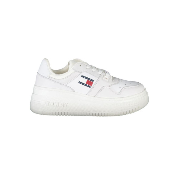 Tommy Hilfiger White Polyester Sneaker TO-22811 Tommy Hilfiger White Polyester Sneaker TO-22811