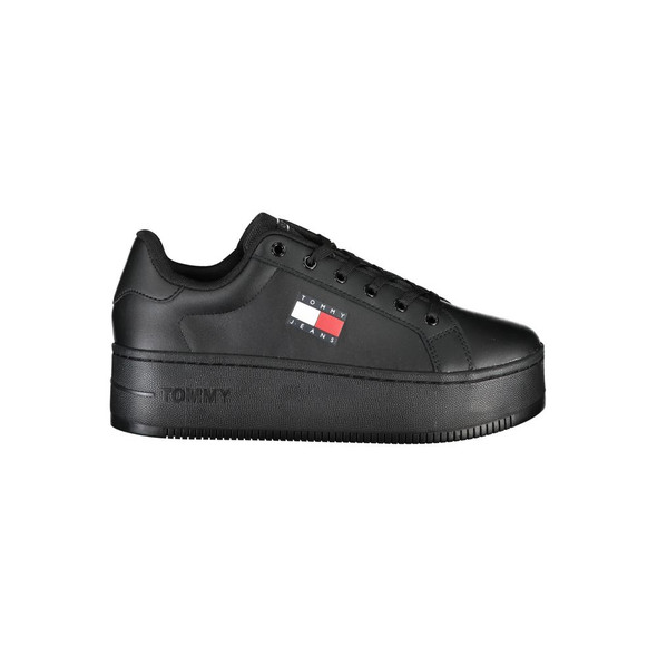 Tommy Hilfiger Black Polyester Sneaker TO-22813 Tommy Hilfiger Black Polyester Sneaker TO-22813