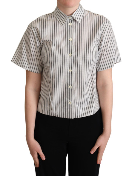 Dolce & Gabbana White Black Striped Collared Shirt Dolce & Gabbana White Black Striped Collared Shirt