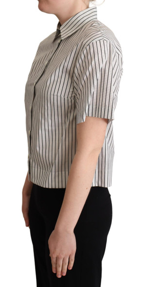 Dolce & Gabbana White Black Striped Collared Shirt Dolce & Gabbana White Black Striped Collared Shirt