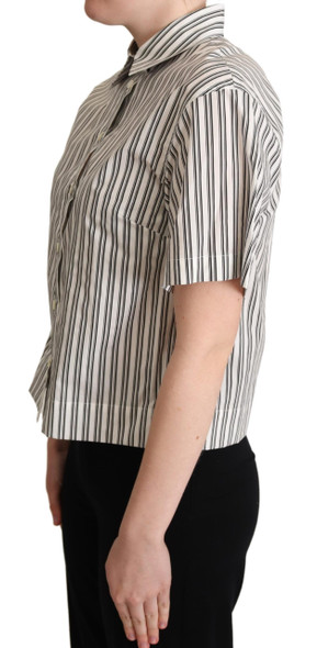 White Black Striped Shirt Blouse Top White Black Striped Shirt Blouse Top