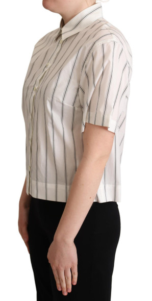 Dolce & Gabbana White Black Stripes Collared Shirt Top Dolce & Gabbana White Black Stripes Collared Shirt Top