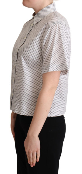 Dolce & Gabbana White Gray Polka Dots Collared Button Shirt Dolce & Gabbana White Gray Polka Dots Collared Button Shirt