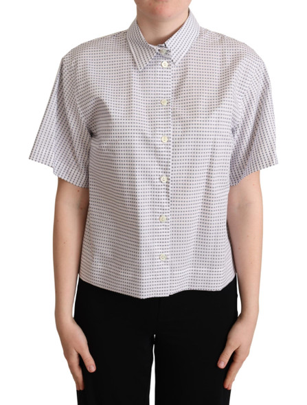 Dolce & Gabbana White Polka Dots Collared Blouse Shirt Dolce & Gabbana White Polka Dots Collared Blouse Shirt