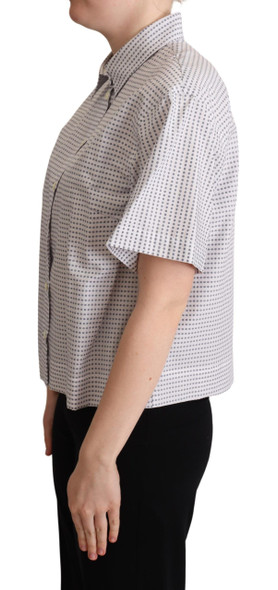 Dolce & Gabbana White Polka Dots Collared Blouse Shirt Dolce & Gabbana White Polka Dots Collared Blouse Shirt