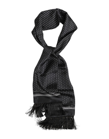 Dolce & Gabbana Black White Polka Dot Fringes Foulard Scarf MS7520 Dolce & Gabbana Black White Polka Dot Fringes Foulard Scarf MS7520