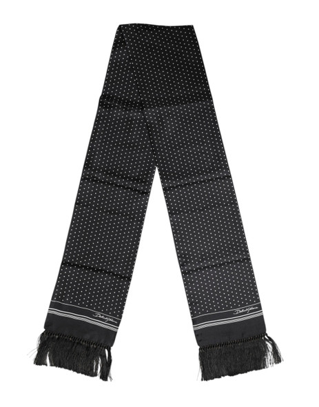 Dolce & Gabbana Black White Polka Dot Fringes Foulard Scarf MS7520 Dolce & Gabbana Black White Polka Dot Fringes Foulard Scarf MS7520