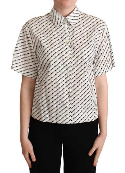 White Dotted Collared Blouse Shirt White Dotted Collared Blouse Shirt