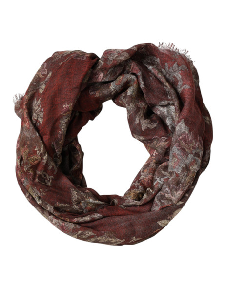 Dolce & Gabbana Maroon Floral Neck Warmer Foulard Scarf Dolce & Gabbana Maroon Floral Neck Warmer Foulard Scarf