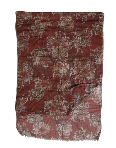 Dolce & Gabbana Maroon Floral Neck Warmer Foulard Scarf Dolce & Gabbana Maroon Floral Neck Warmer Foulard Scarf