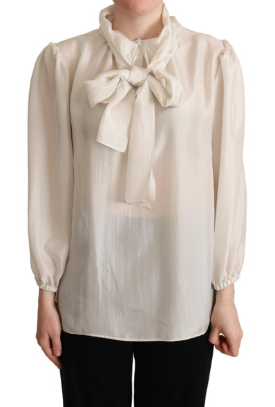 Light Gray Ascot Collar Shirt Silk Blouse Top Light Gray Ascot Collar Shirt Silk Blouse Top
