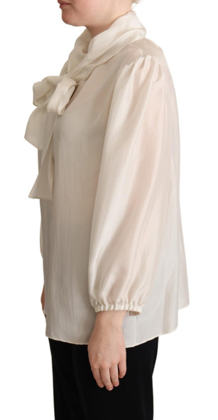 Light Gray Ascot Collar Shirt Silk Blouse Top Light Gray Ascot Collar Shirt Silk Blouse Top