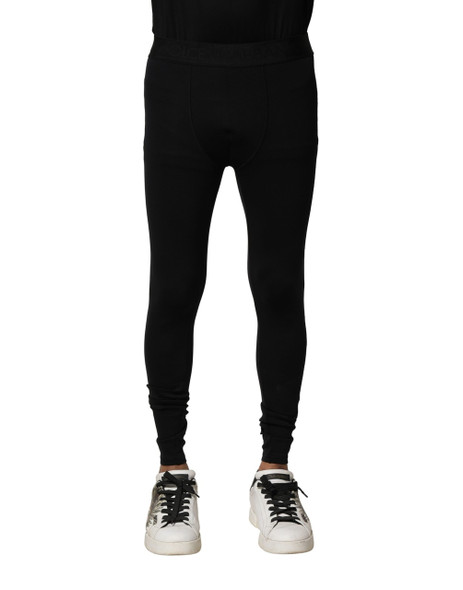 Dolce & Gabbana Black Nylon Elastic Logo Men Leggings Pants Dolce & Gabbana Black Nylon Elastic Logo Men Leggings Pants