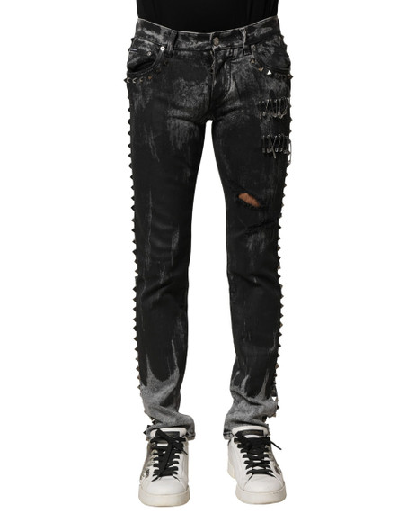Dolce & Gabbana Black Washed Embellished Skinny Denim Jeans Dolce & Gabbana Black Washed Embellished Skinny Denim Jeans
