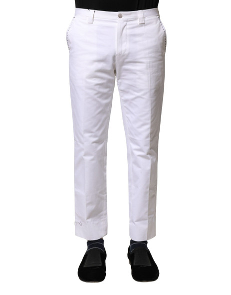 Dolce & Gabbana White Cotton Straight Logo Men Pants PAN75826 Dolce & Gabbana White Cotton Straight Logo Men Pants PAN75826