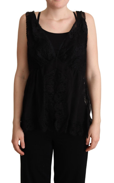 Dolce & Gabbana Black Silk Lace Trim Camisole Tank Top Dolce & Gabbana Black Silk Lace Trim Camisole Tank Top