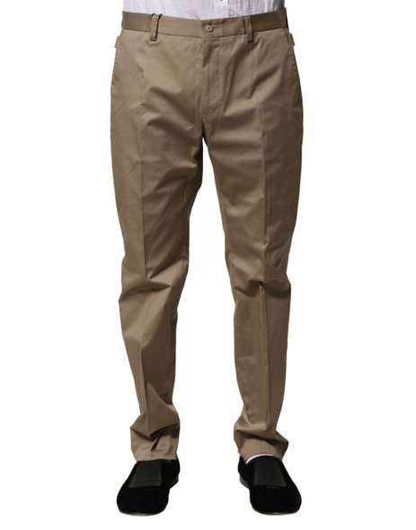 Dolce & Gabbana Brown Cotton Tapered Men Formal Pants Dolce & Gabbana Brown Cotton Tapered Men Formal Pants