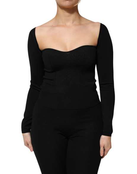 Dolce & Gabbana Black Viscose Long Sleeve Pullover Blouse Top Dolce & Gabbana Black Viscose Long Sleeve Pullover Blouse Top