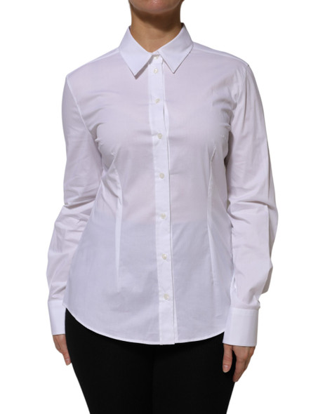 Dolce & Gabbana White Cotton Collared Long Sleeves Shirt Top TSH906730 Dolce & Gabbana White Cotton Collared Long Sleeves Shirt Top TSH906730
