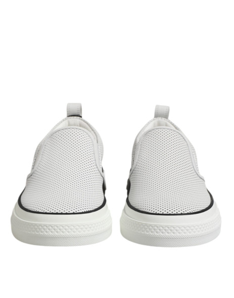 Dolce & Gabbana White Dotted Leather Slip On Men Sneakers Shoes Dolce & Gabbana White Dotted Leather Slip On Men Sneakers Shoes