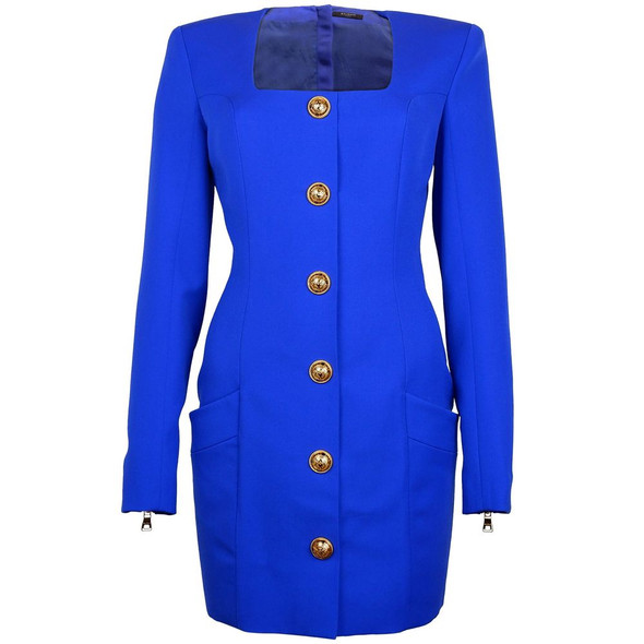 Balmain Blue Wool Dress Balmain Blue Wool Dress